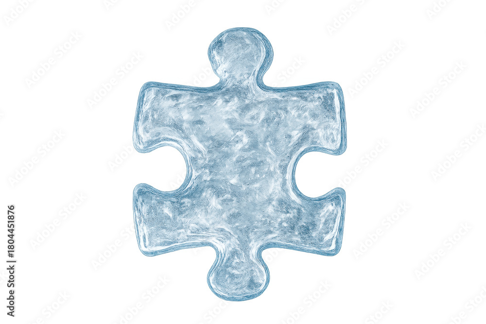 Obraz premium Ice jigsaw puzzle piece, problem solving, connection, solution, strategy, challenge, teamwork, finding concept