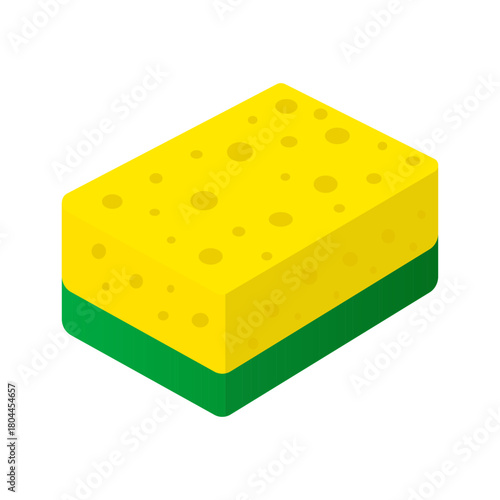 Illustration of yellow dishwashing sponge.Vector illustration
