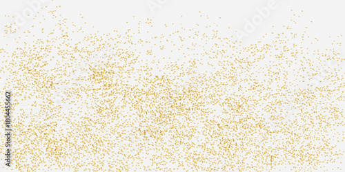 Vector halftone gold dots gradient diagonal tilt on black. Abstract dotted pattern with tonal gradation.