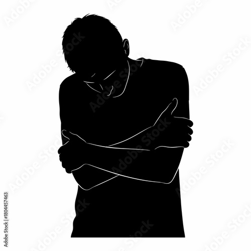 vector silhouette of a sad person
