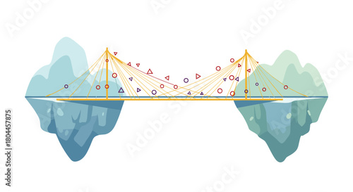 Digital Bridge Connecting Two Icebergs with Data Flow, Generative AI.