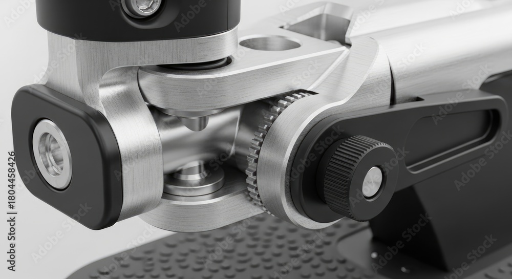 Naklejka premium Precision engineering detail showcasing modern metal parts and gear mechanism with focus on precision and design