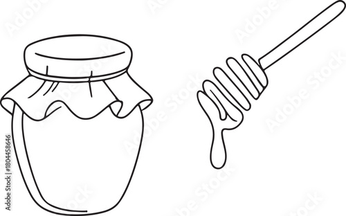 pure natural honey dripping from honeycomb vector line art