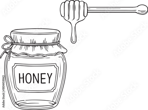 pure natural honey dripping from honeycomb vector line art