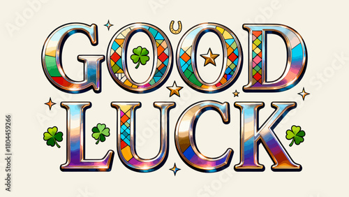 Creative art font "GOOD LUCK", font design, hand-drawn vector illustration