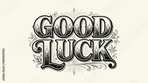Creative art font "GOOD LUCK", font design, hand-drawn vector illustration