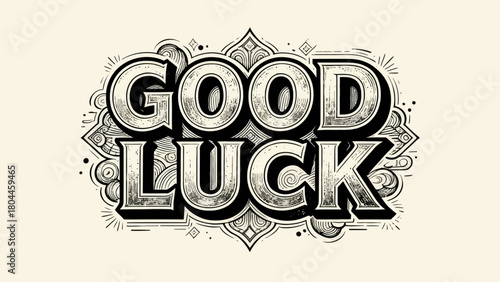 Creative art font "GOOD LUCK", font design, hand-drawn vector illustration