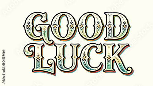 Creative art font "GOOD LUCK", font design, hand-drawn vector illustration