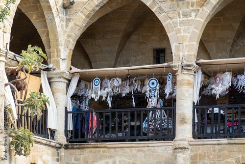 Archway with dreamcatcher shop in Buyuk Han Lefkosia, Nicosia, Northern Cyprus
