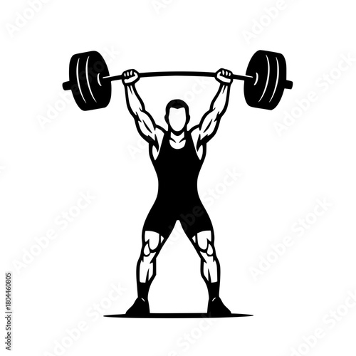 Strong athlete lifting heavy barbell, showing power and determination, ideal for fitness motivation, gym promotions, and sports-related content