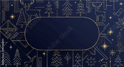 Christmas in Abstraction: A captivating illustration that showcases the spirit of Christmas, featuring stylized deer and intricate Christmas trees within an abstract background.