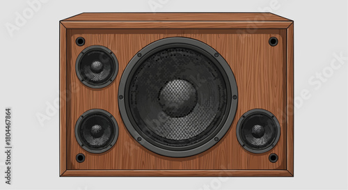Vintage wooden loudspeaker system with multiple drivers for audio enthusiasts and music lovers