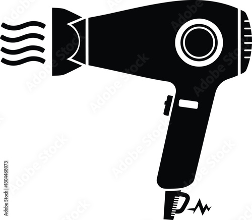 Hair dryer vector icon illustration blow dryer silhouette hair styling eps