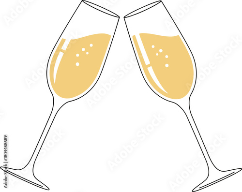 Two champagne glasses toasting in celebration of a special occasion event