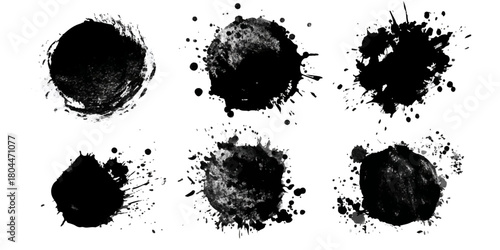 Abstract Black and White Ink Splats Creating a Grunge Effect. Transparent PNG available detailed ink splats Hyperrealistic Highly Detailed Isolated On Transparent Background	
