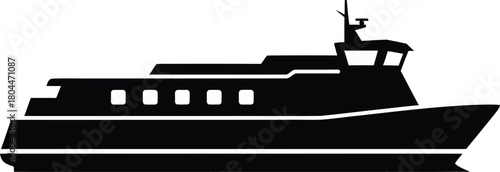 Ferry boat vector illustration silhouette cruise ship transport icon art eps