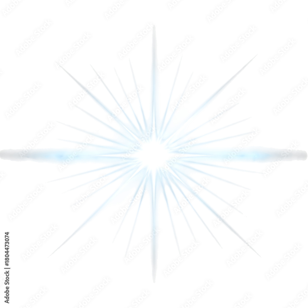 Fototapeta premium Blue light flare isolated on transparent background for graphic design
