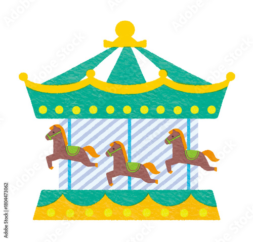 メリーゴーランド　回転木馬　イラスト