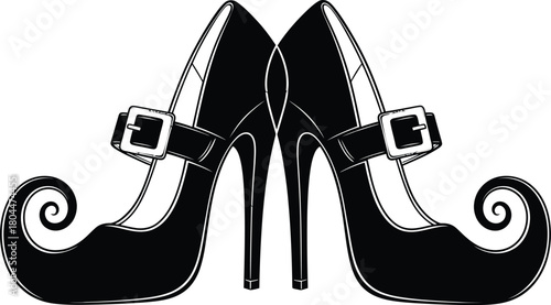 Witch shoes vector graphic halloween costume footwear illustration art eps silhouette