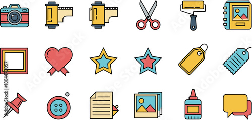 Vector Icon Set for Scrapbooking Photography and Crafts.