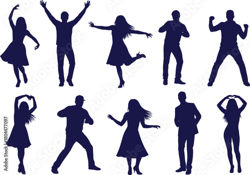 Silhouette dancing people vector illustration design stock graphic eps