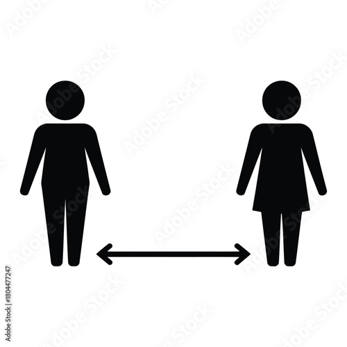 Social distancing icon showing two people maintaining space
