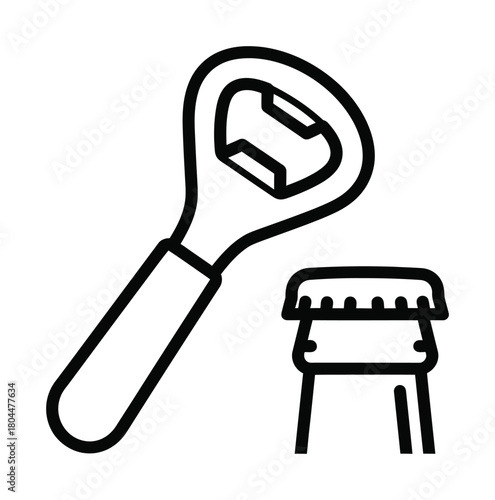 Bottle opener and cap vector illustration opening beer soda beverage eps silhouette