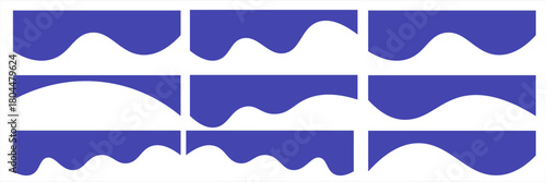 Collection of dividers shape templates. Modern separator header for website and app. Curve lines, wave collection of abstract design element for top and bottom page web site.