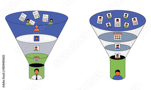 Job interview funnel candidate selection process illustration