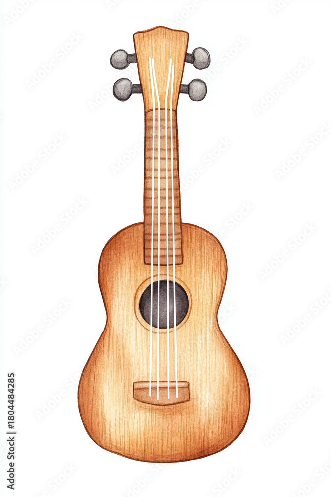 Fototapeta premium A detailed image of a ukulele, showcasing its intricate design and wooden texture