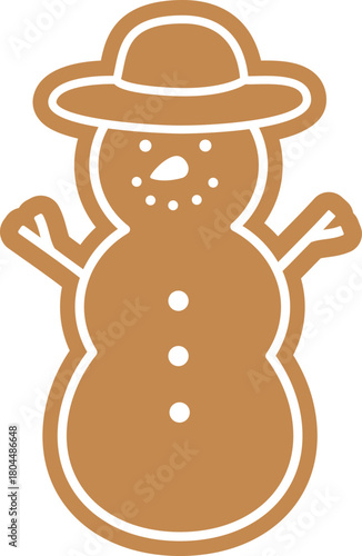 Summer sand snowman gingerbread cookie flat vector illustration.
Christmas Beach sand snowman ginger cookies clipart  isolated.
Transparent background.