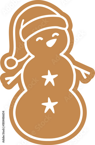 Summer sand snowman gingerbread cookie flat vector illustration.
Christmas Beach sand snowman ginger cookies clipart  isolated.
Transparent background.