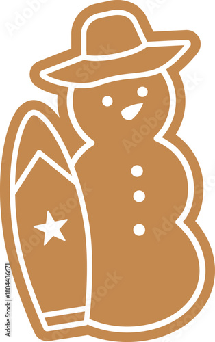 Summer sand snowman gingerbread cookie flat vector illustration.
Christmas Beach sand snowman ginger cookies clipart  isolated.
Transparent background.