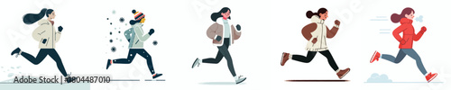 vector of a woman jogging in winter