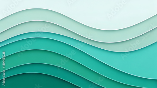 Teal & Mint Paper-Cut Abstract Background – Minimal Layered Curve Design