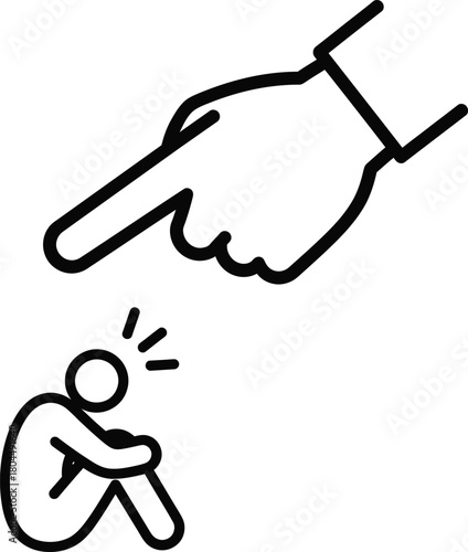 Bullying concept illustration stop bullying and cyberbullying outline eps silhouette