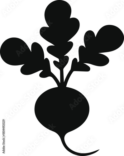 Minimalist black radish root vegetable silhouette vector icon