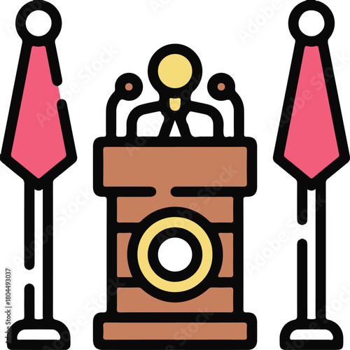 Business vector icon illustration of people and silhouette symbol sign of a man with a microphone and a toilet