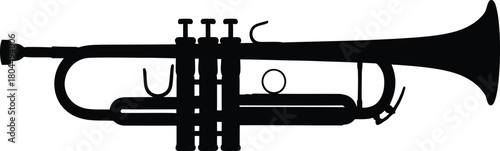 Trumpet silhouette vector graphic for jazz music instrument illustration eps