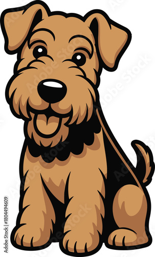 Cute cartoon a illustrator vector Airedale Terrier
