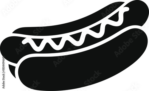 Minimalist black hot dog fast food silhouette vector icon