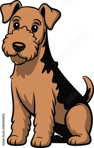 Cute cartoon a illustrator vector Airedale Terrier