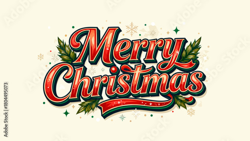 Creative art font "merry christmas", font graphic design, festive atmosphere font, hand-drawn vector illustration