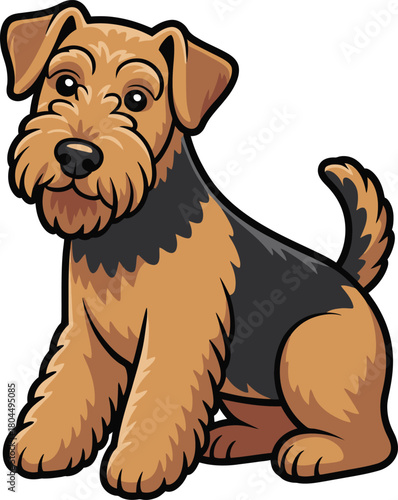 Cute cartoon a illustrator vector Airedale Terrier