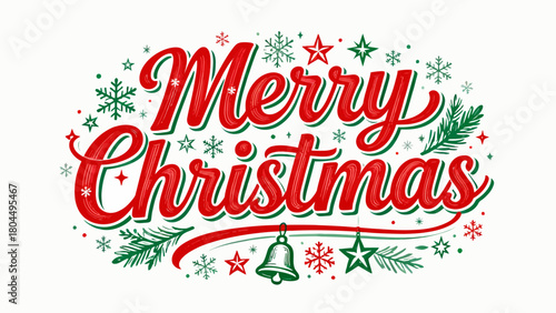 Creative art font "merry christmas", font graphic design, festive atmosphere font, hand-drawn vector illustration