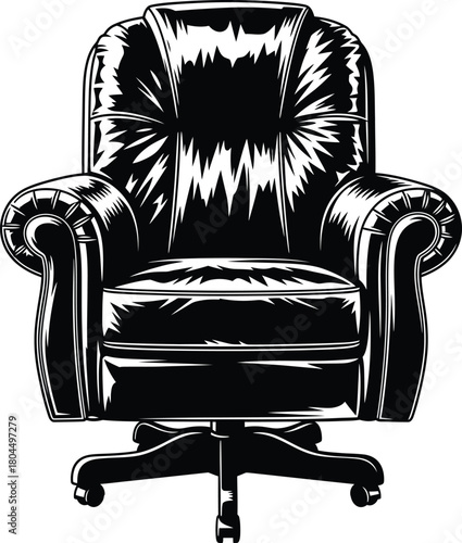 Black and white leather office chair illustration vector graphic art eps silhouette