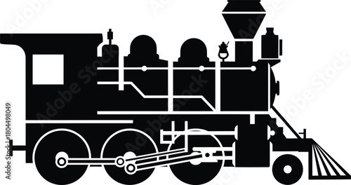 Vintage steam train locomotive engine railroad transportation vector eps silhouette
