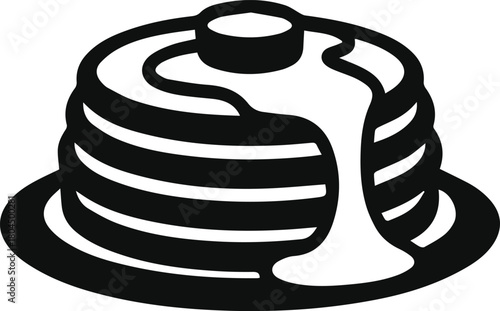 Minimalist black pancake stack breakfast silhouette vector icon