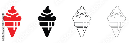 ice cream cone vector icon, ice cream vector, silhouette and line art