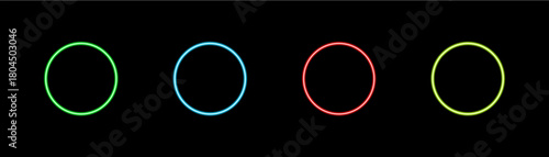 Glowing Neon Circle Frames Set – Colorful Ring Borders on Black Vector